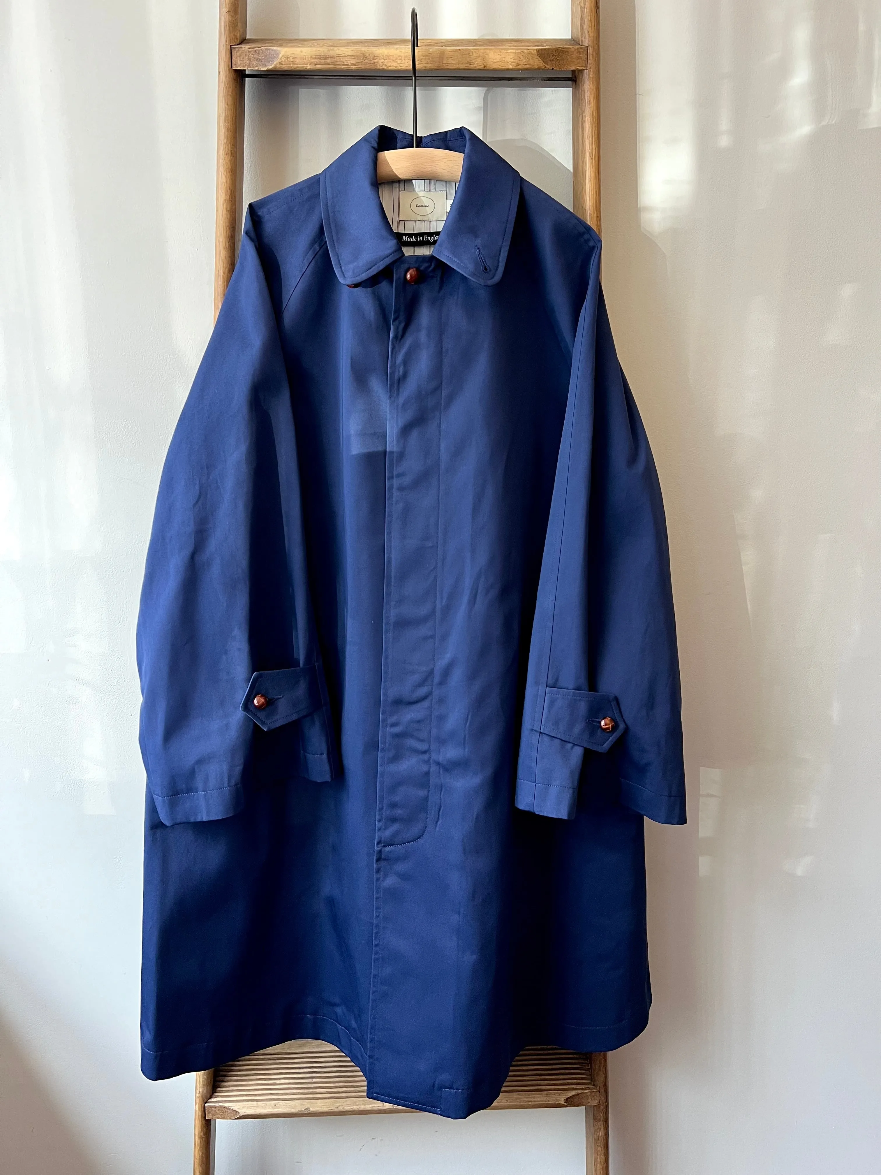 Wax Cotton Balmacaan Rain Coat
 / Navy