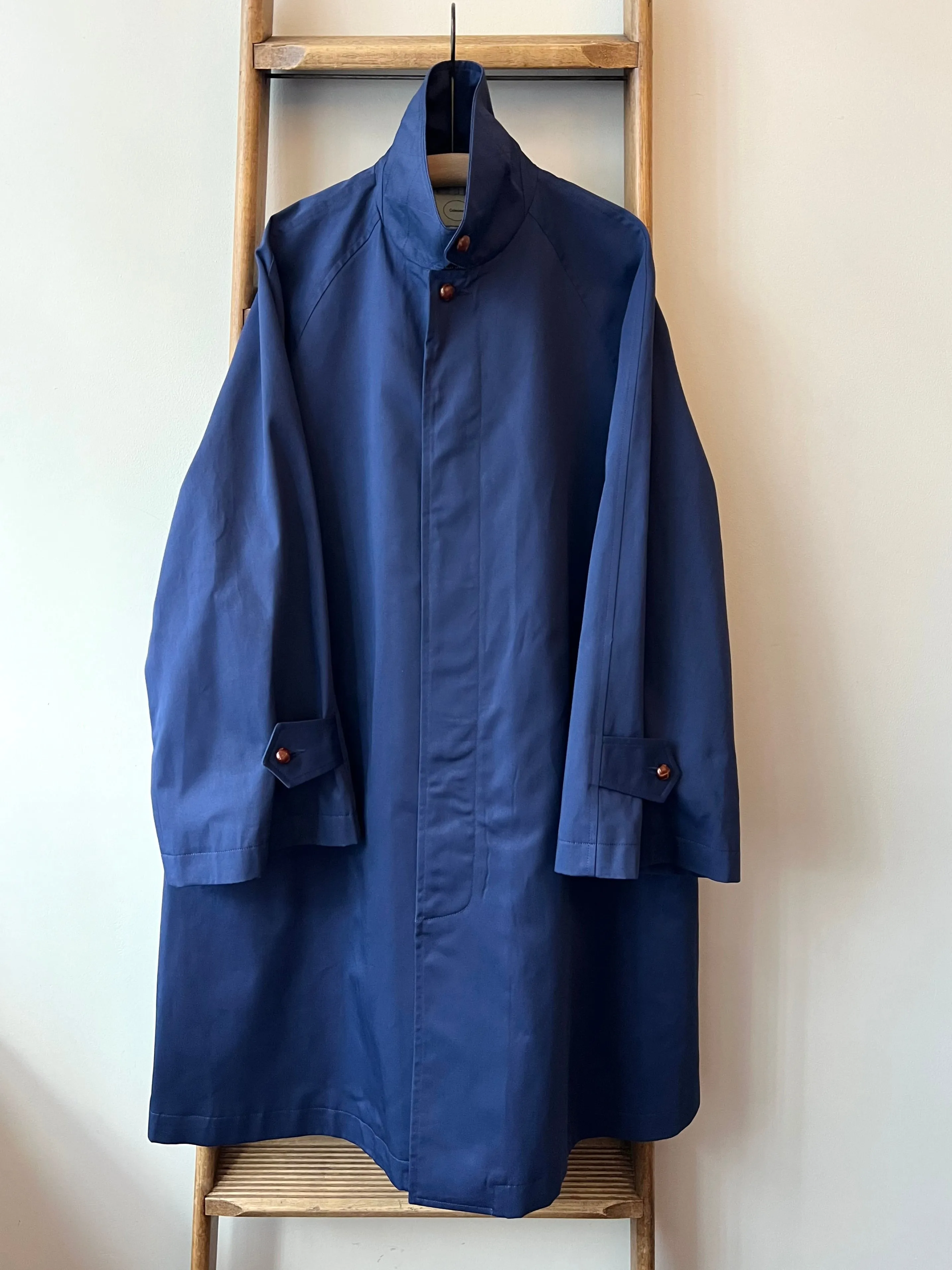 Wax Cotton Balmacaan Rain Coat
 / Navy