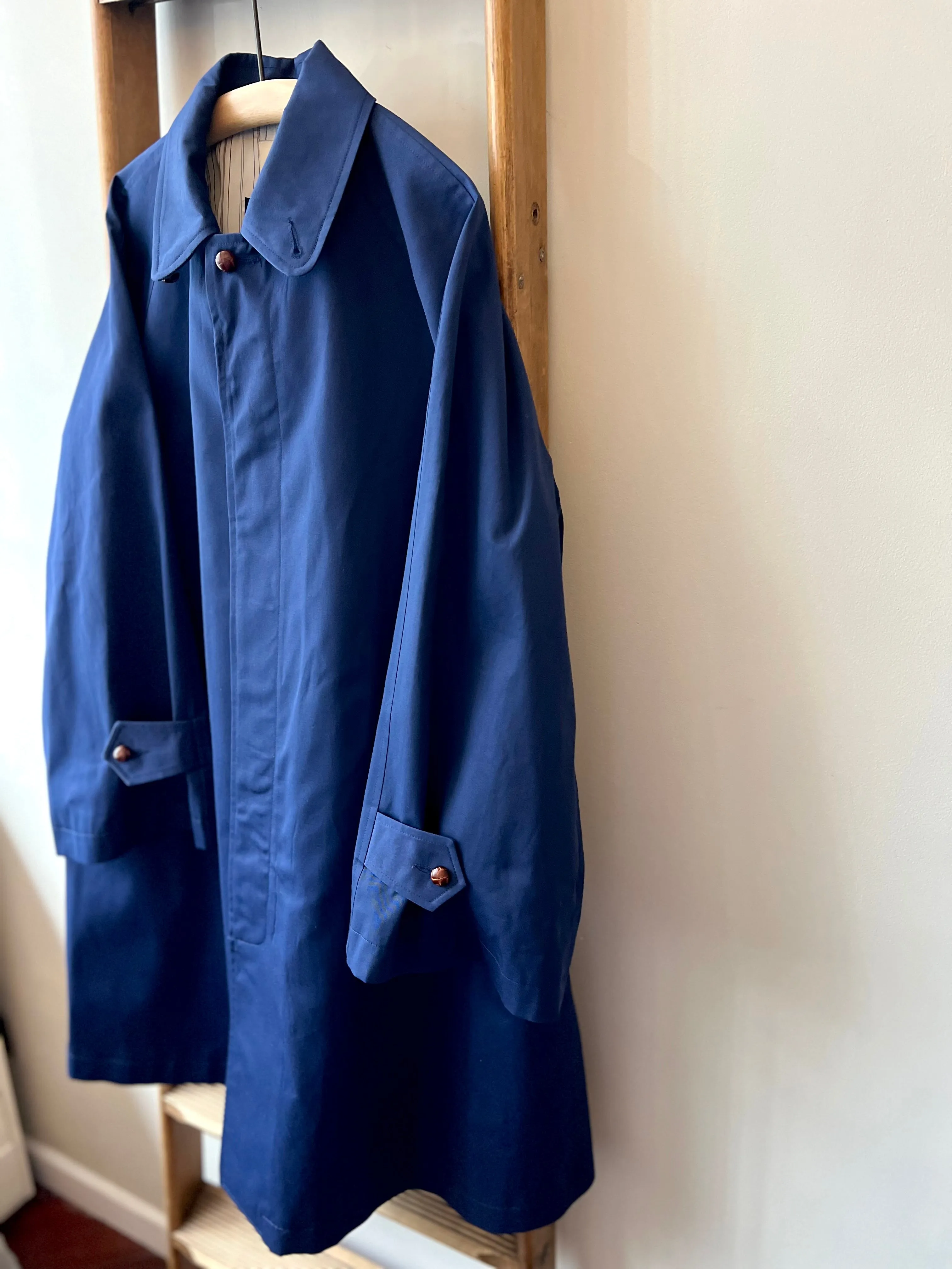 Wax Cotton Balmacaan Rain Coat
 / Navy