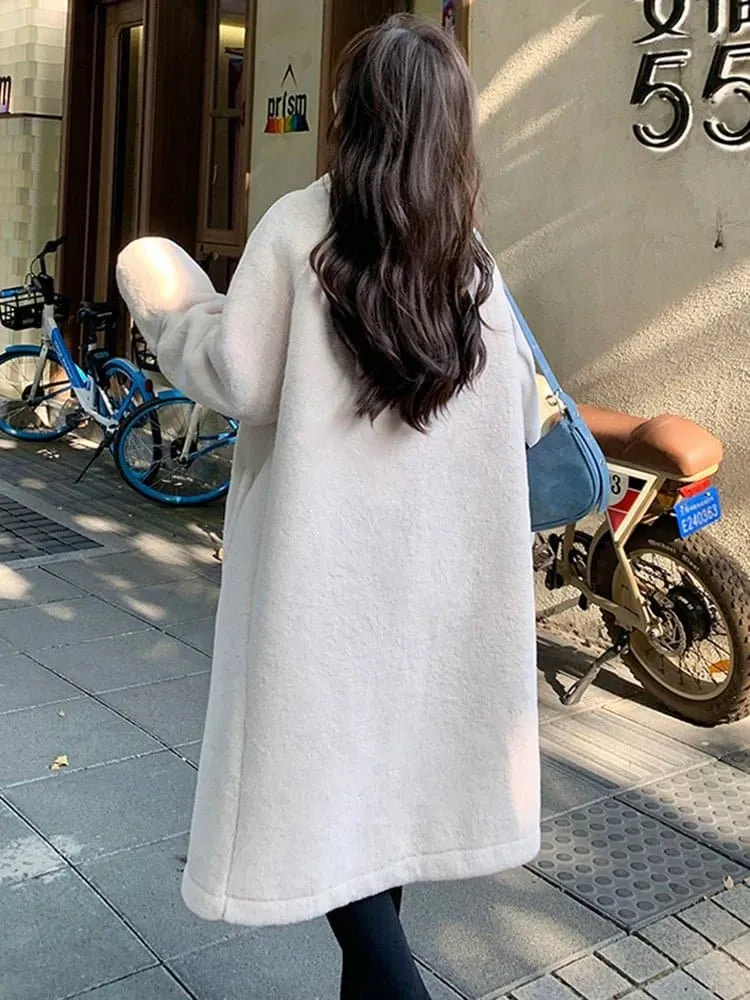 White Faux Fur Long Coat