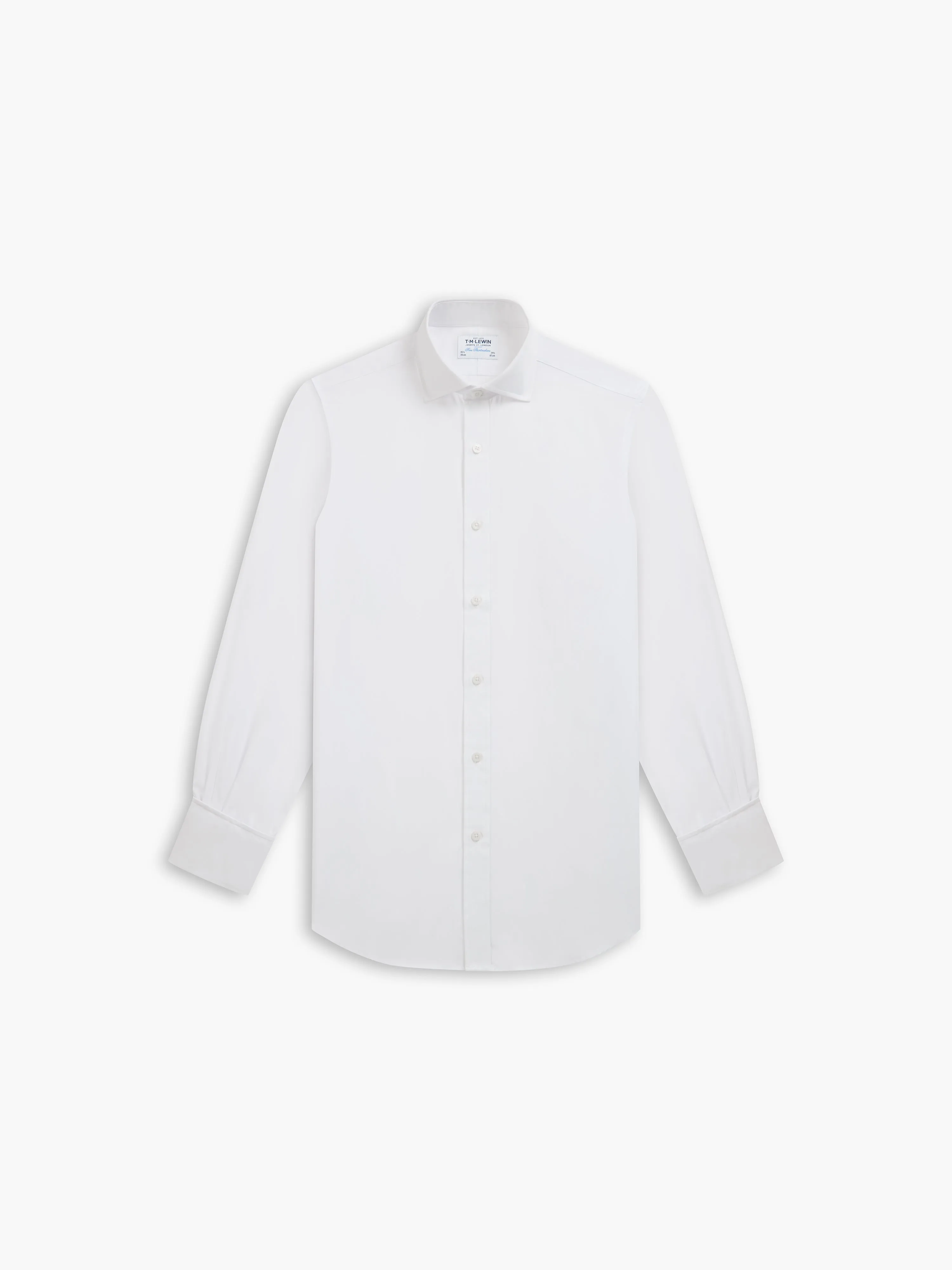 White Poplin Slim Fit Double Cuff Cutaway Collar Shirt