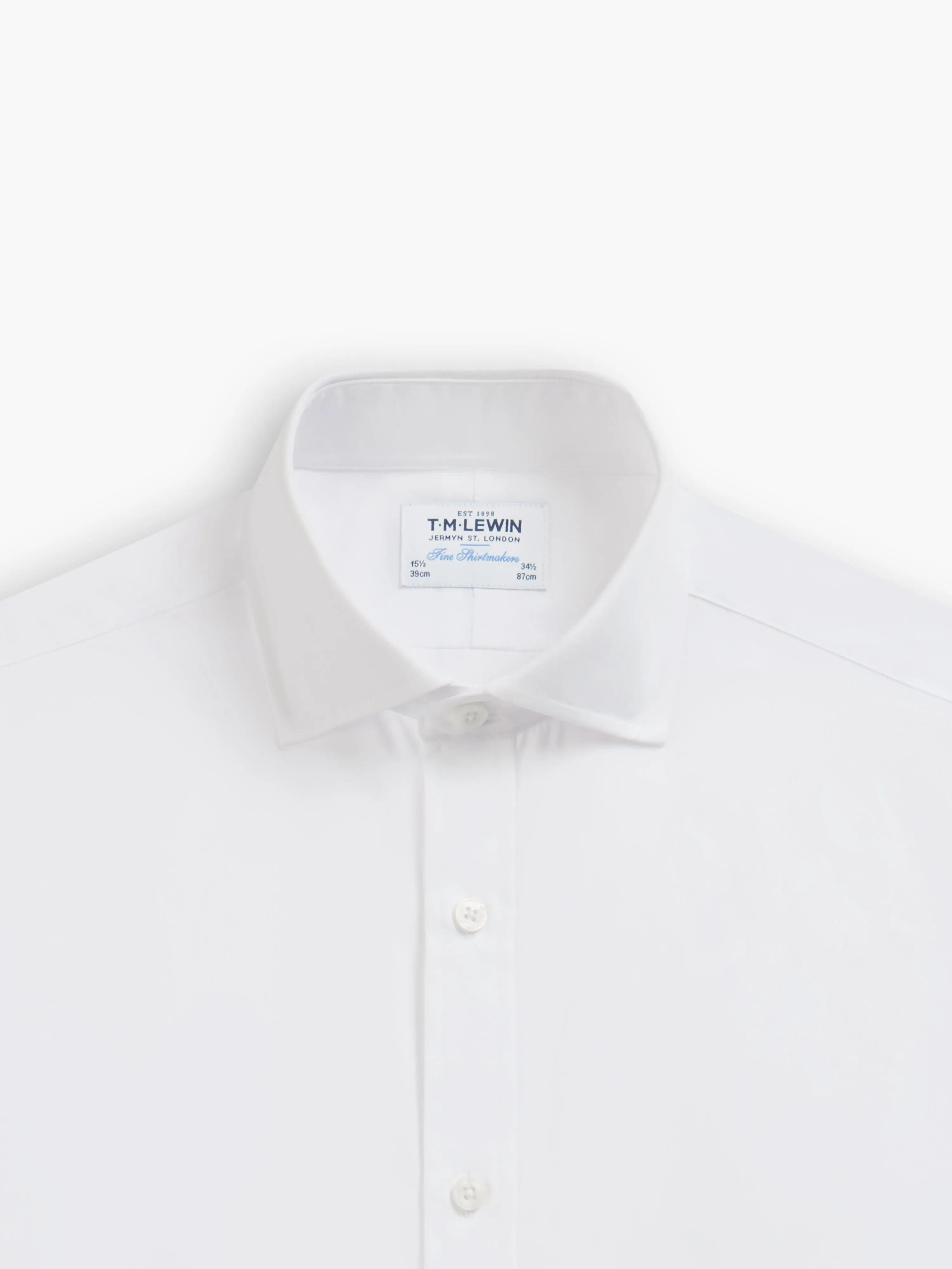 White Poplin Slim Fit Double Cuff Cutaway Collar Shirt