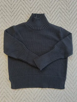 White   Warren - Core Spun Cotton High Rib Turtleneck in Black