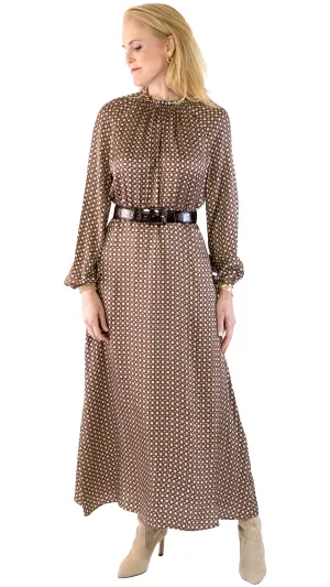 Wicker Print Dress - Brown