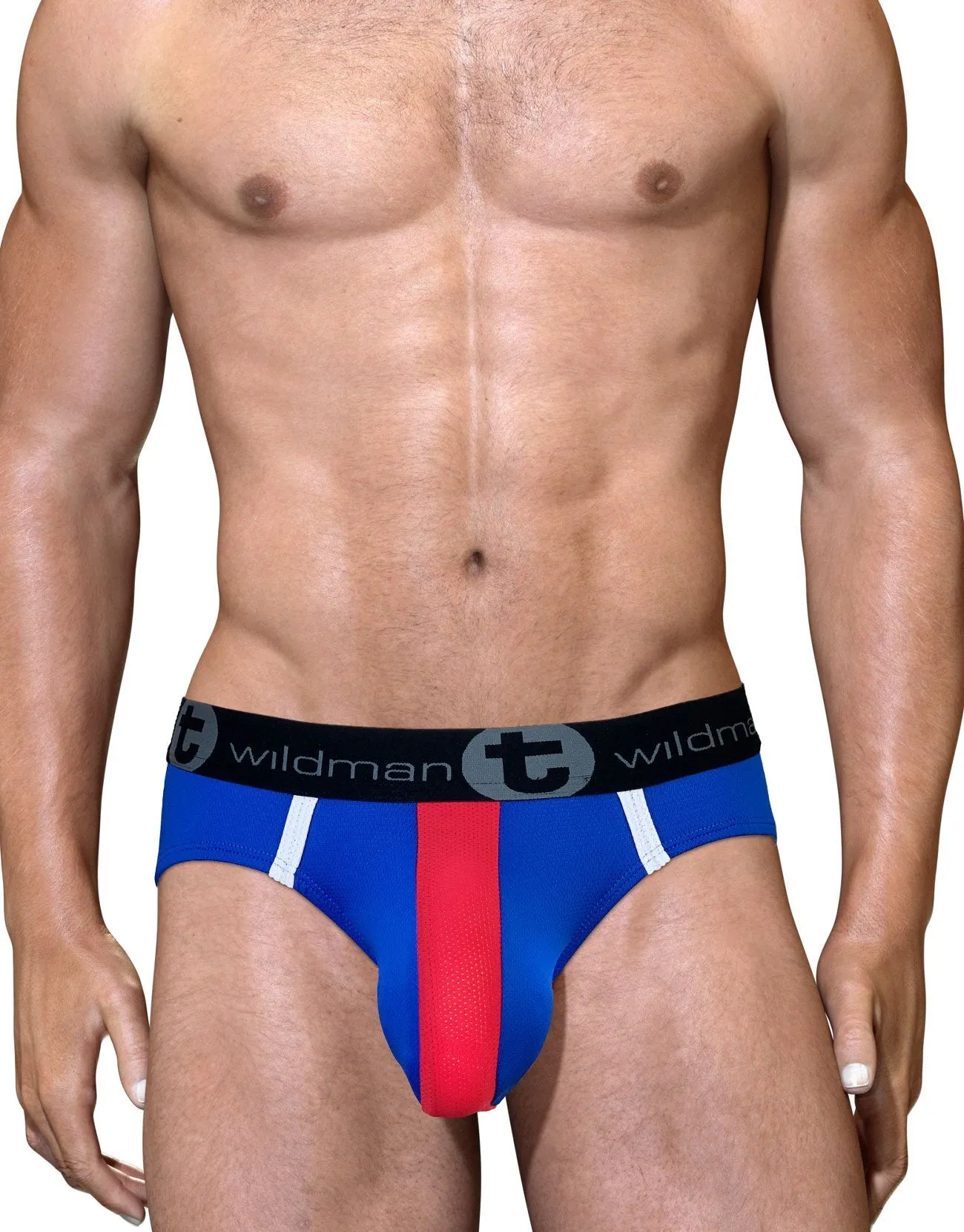 WildmanT BIG BOY POUCH MESH BRIEF ROYAL BLUE/RED/WHITE