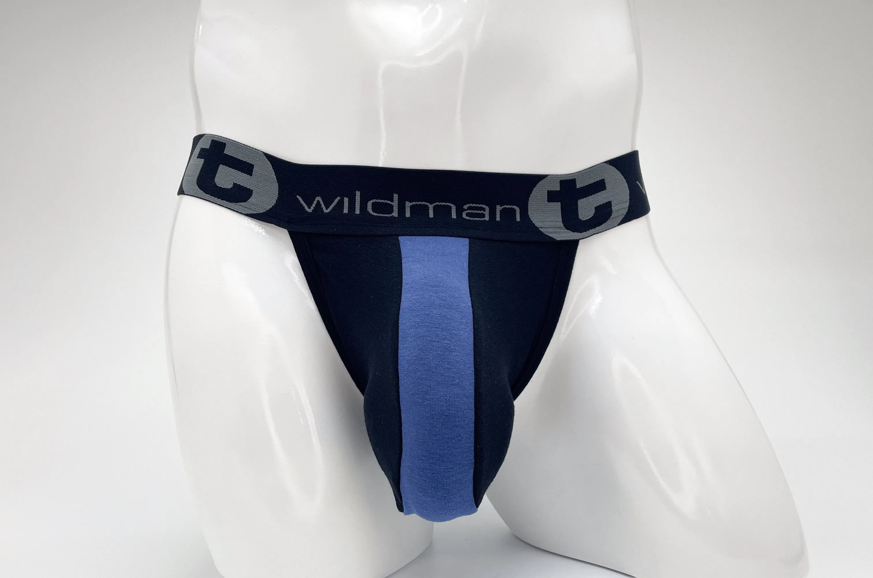 WildmanT Cotton Big Boy Pouch Stripe Jockstrap Black/Royal Blue