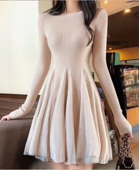 Women Solid Long Sleeve Tight Waist Bodycon Dress