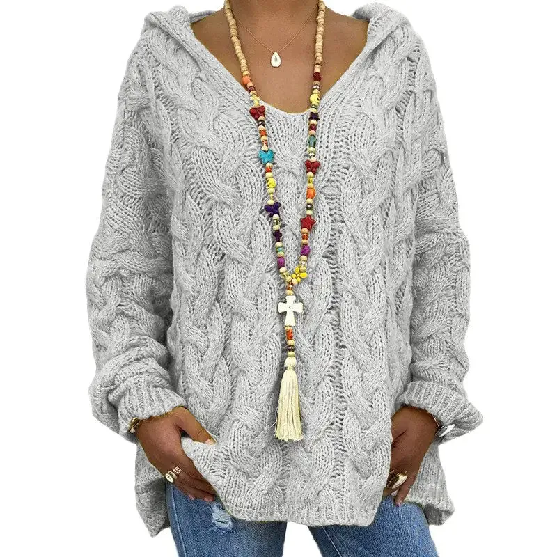 Women's Hooded Long Sleeve Sweater