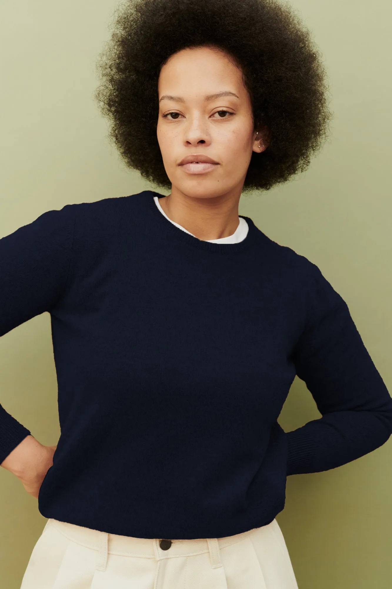 Women's Lambswool Crew Neck - Navy