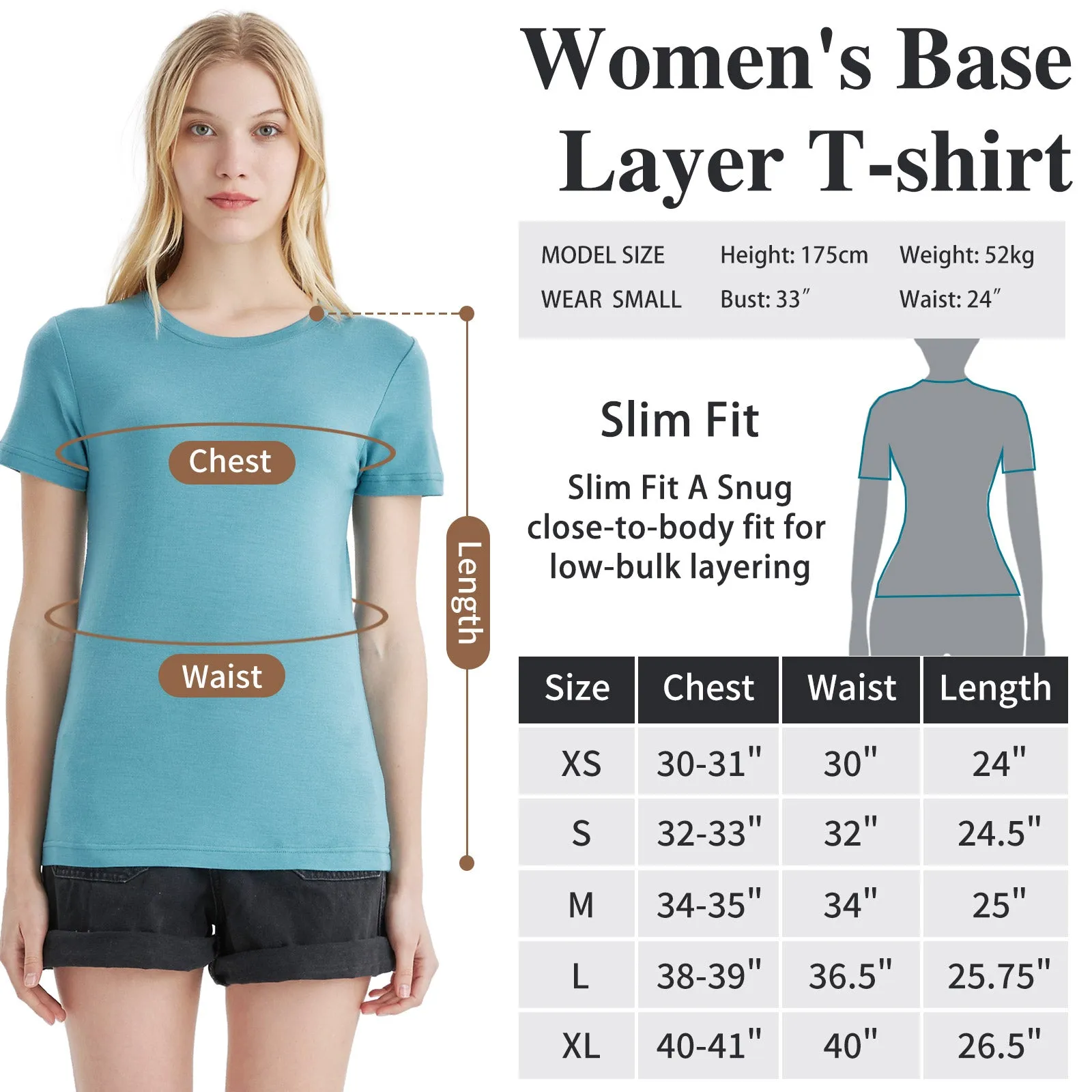 Women's Merino 170g Classic Short Sleeve T-Shirt Teal