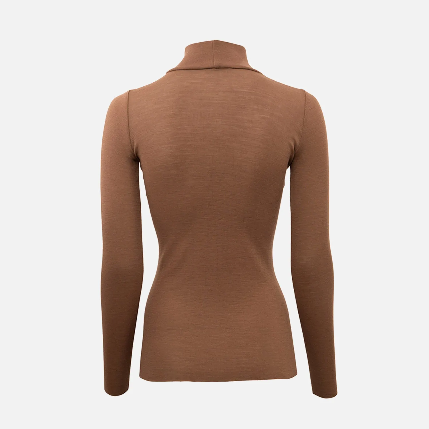 Womens Merino Wool Vakrast Roll Neck Top - Toffee