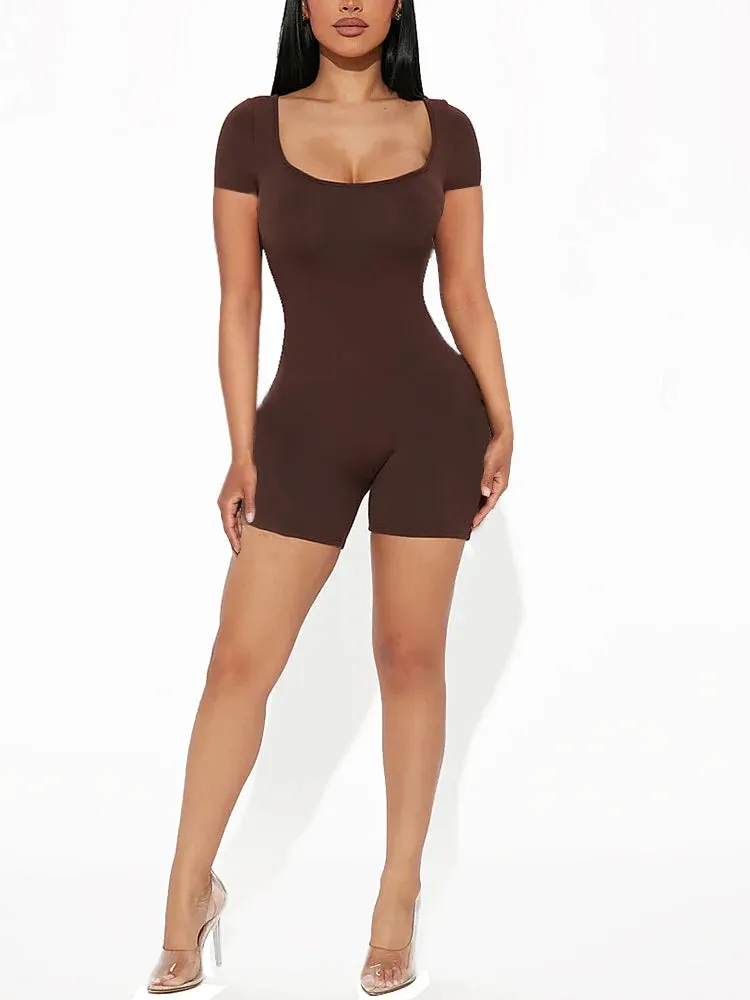 Women's Sexy Short Jumpsuit - High Waist, Skinny Fit, Hollow Out