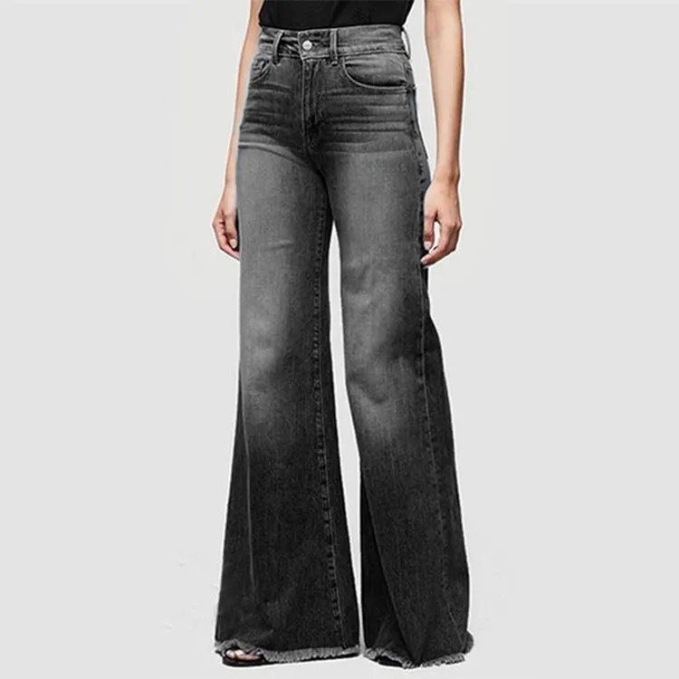 Womens Slim fit flared trousers girls denim trousers