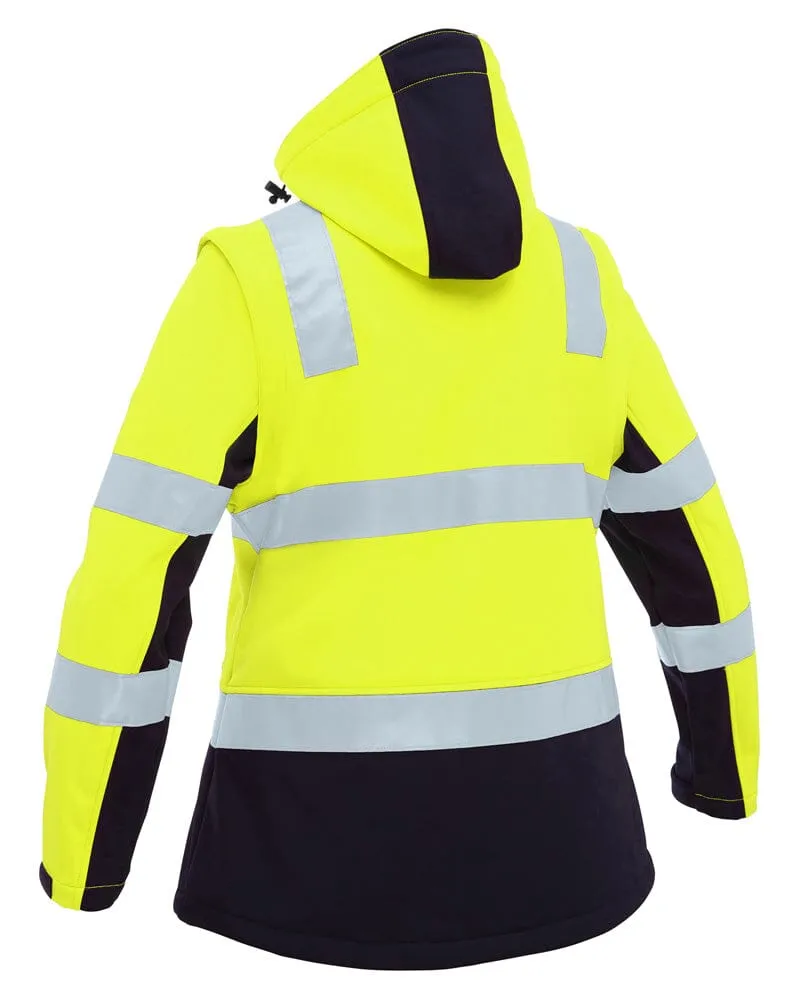 Womens Taped Hi Vis 3 In 1 Soft Shell Jacket - Yellow/Navy