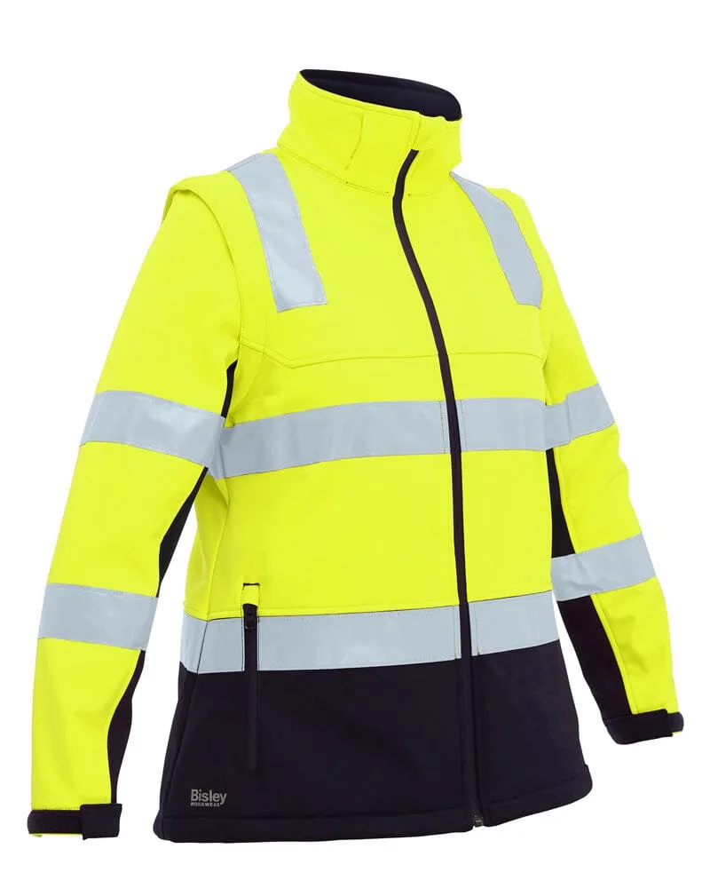 Womens Taped Hi Vis 3 In 1 Soft Shell Jacket - Yellow/Navy