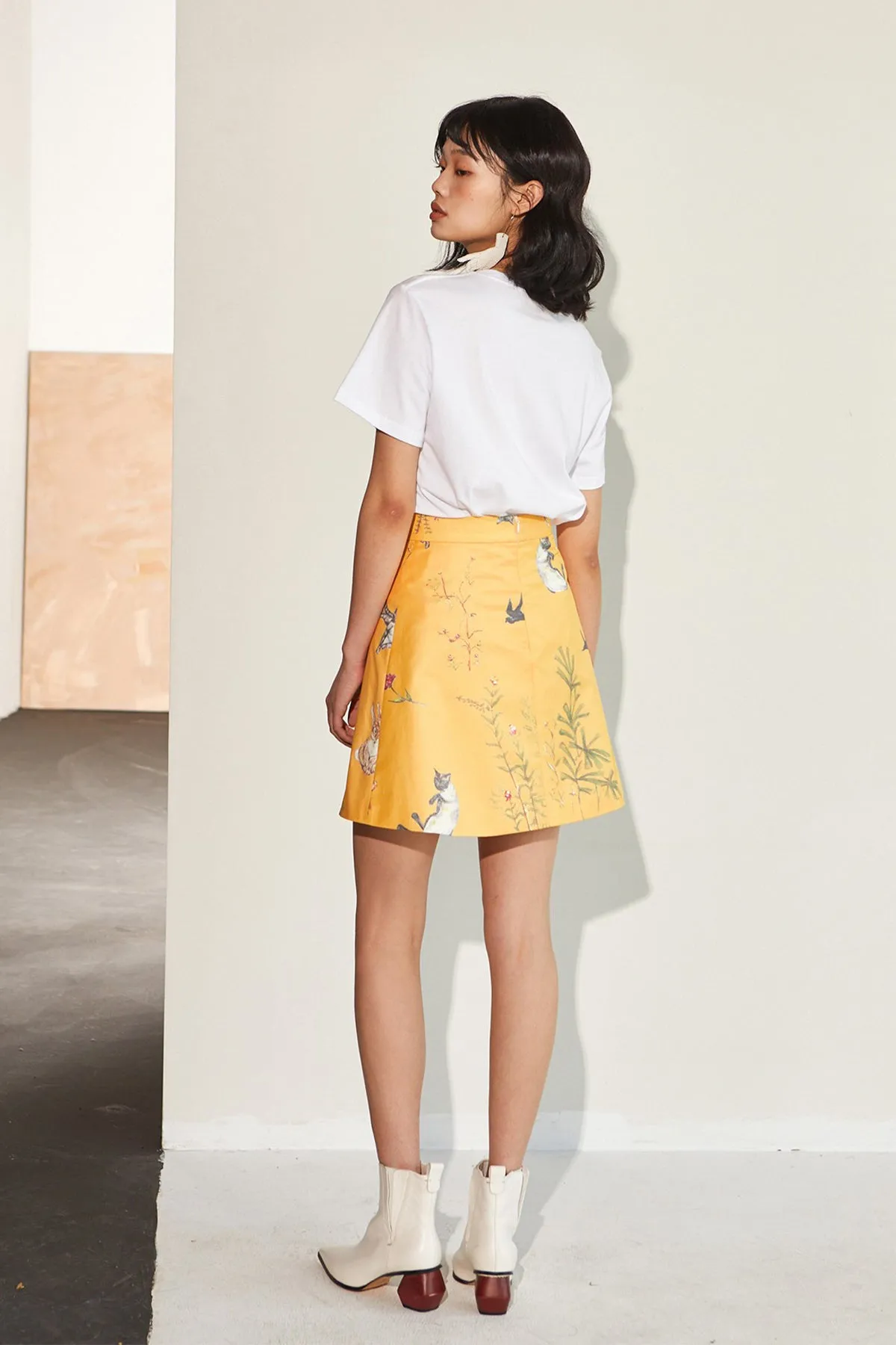 XUNRUO | Yellow Animal Print Skirt