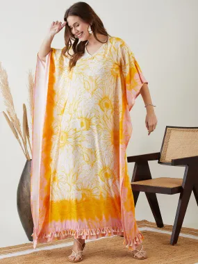 Yellow Blooming Sunflower Maxi Kaftan