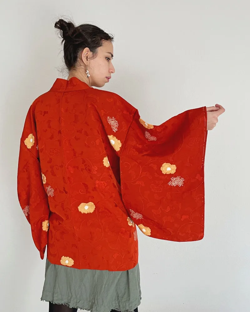 Yellow camellia Haori Kimono Jacket