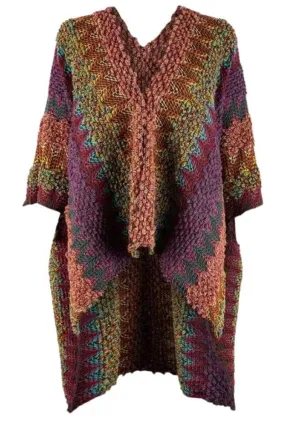 Zig-Zag Chunky Knit Open-Front Cardigan Wrap